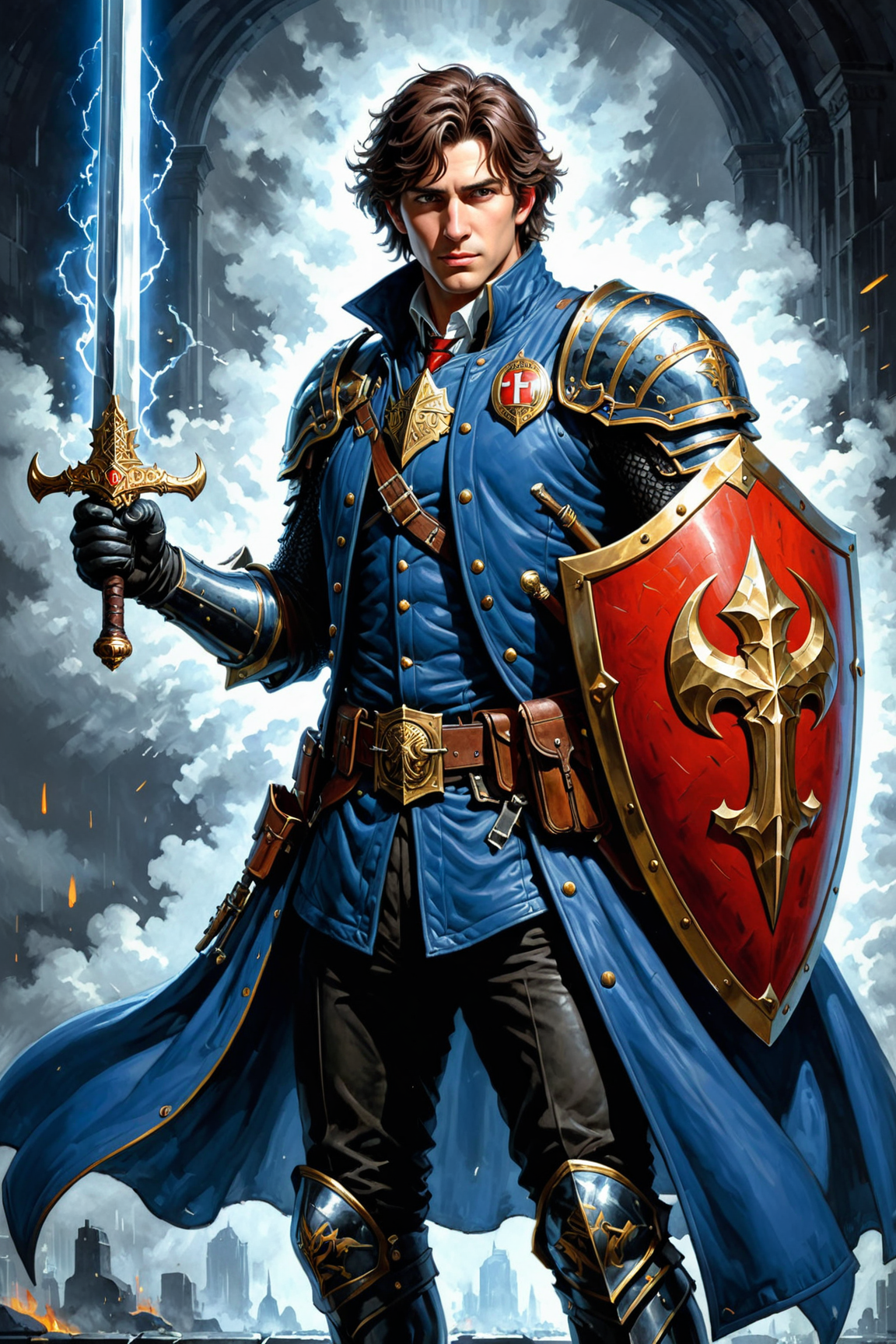 20240111194033 2357482042 by Joseph Stella and Joseph Stella in the style of Alexander Millar, , sword and shield _lora_sword_and_shield_0.45_ _lora_more_.png